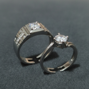 Alloy Adjustable Couple Rings, Matching Promise Rings for Lovers, Unisex Stainless Steel Look Adjustable Ring Set with Gift Box for Him & Her