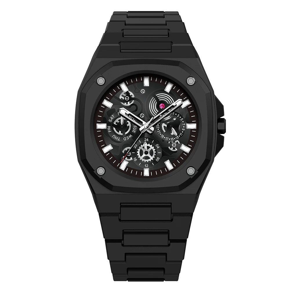 Premium Black Stainless Steel Waterproof Men’s Watch – Luxury Multi-Dial Design (With Box) - Image 2
