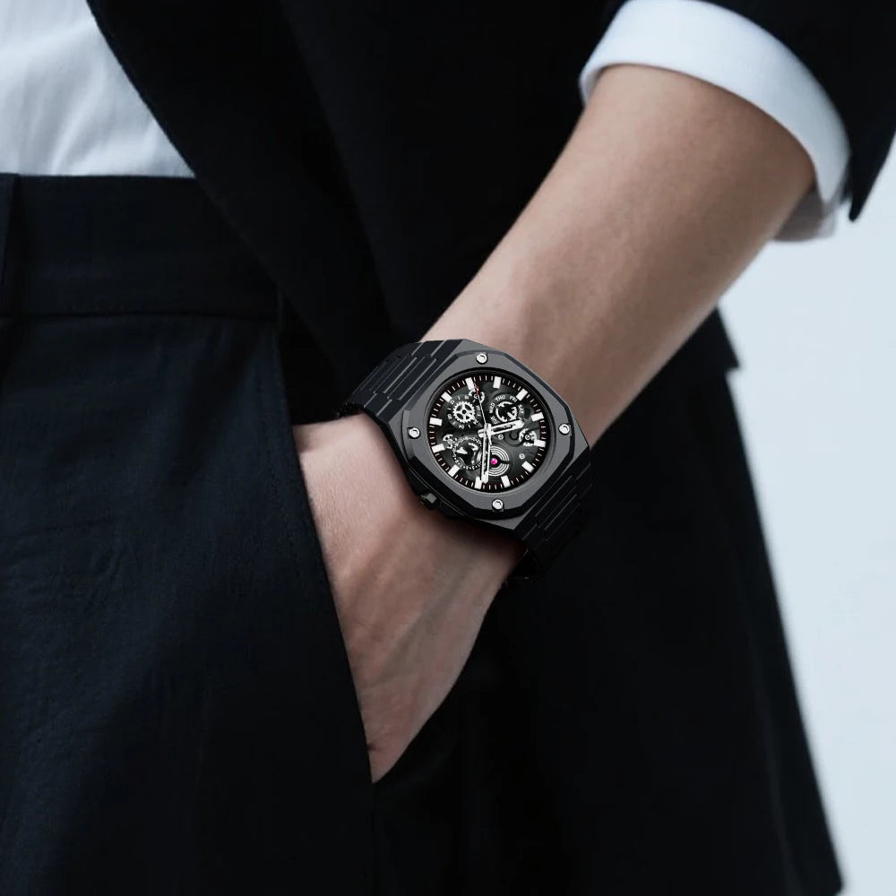 Premium Black Stainless Steel Waterproof Men’s Watch – Luxury Multi-Dial Design (With Box) - Image 5