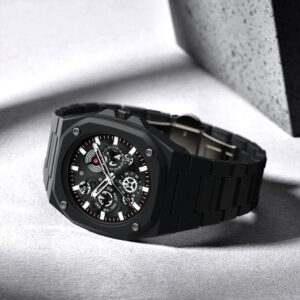 Premium Black Stainless Steel Waterproof Men’s Watch – Luxury Multi-Dial Design (With Box)