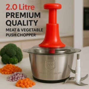 2L Manual Food Chopper – Stainless Steel Vegetable Cutter