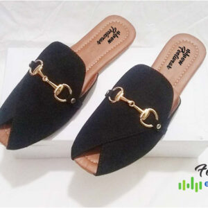 Flat Slippers for Women & Girls – Genuine Leather Peshawri Kheri Style | Size 36, Black | Comfortable & Stylish Footwear