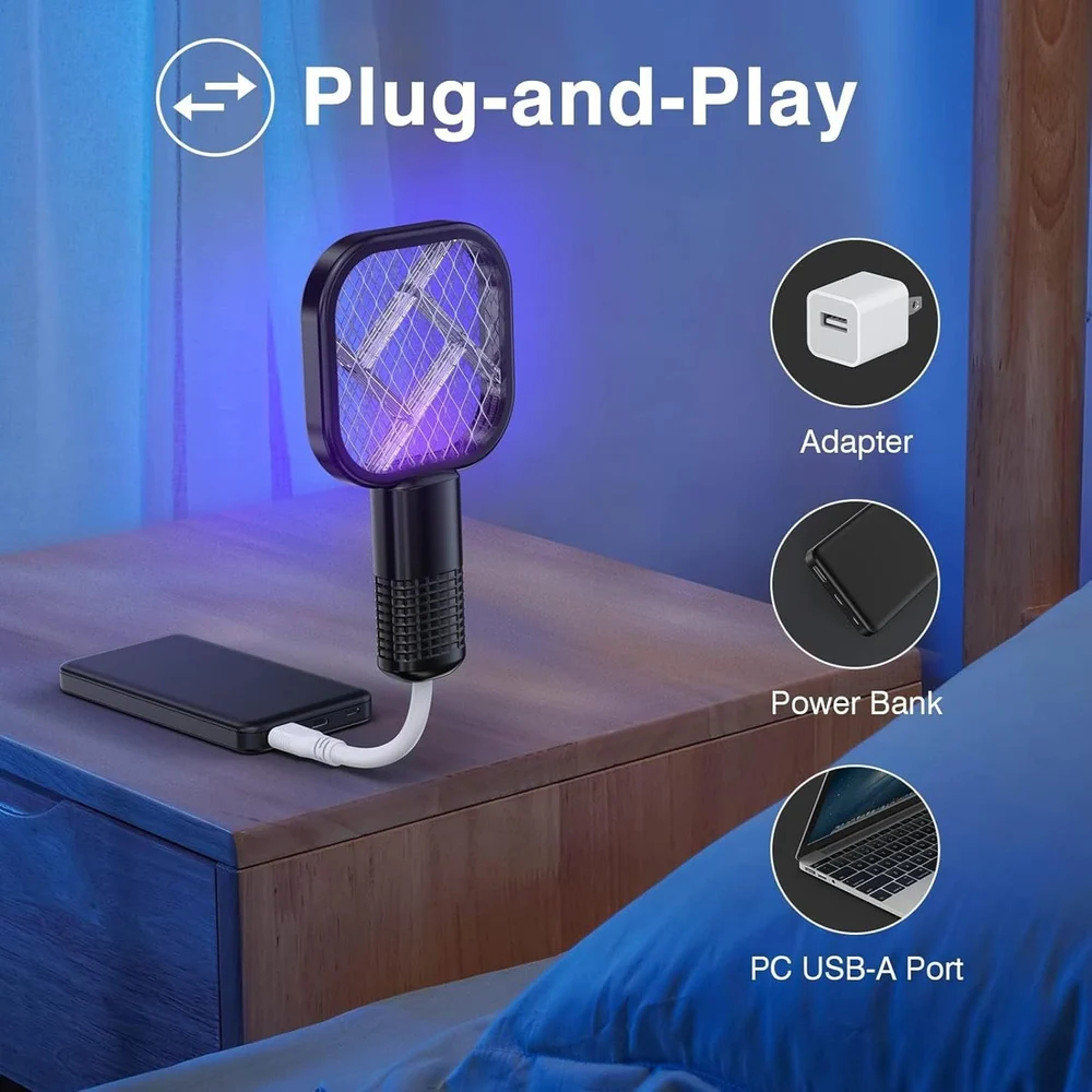 USB Rechargeable Mosquito Killer Racket with UV Light - Image 2