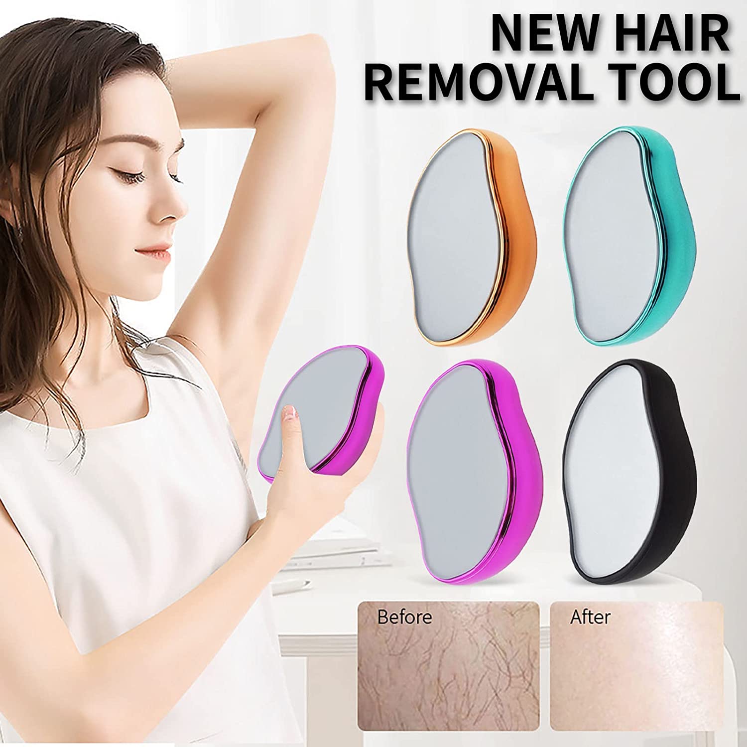 Bleame Crystal Hair Eraser | Painless Hair Removal & Exfoliation Tool for Arms, Legs & Body | Reusable Hair Remover (Random Color)
