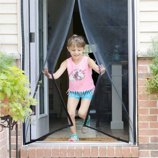 Magic Mesh Deluxe Hands-Free Magnetic Screen Door – Heavy Duty Mesh Curtain Keeps Bugs Out