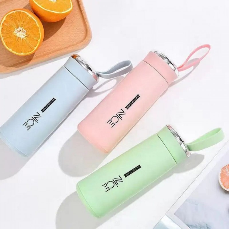Premium 400ml Glass Mini Vacuum Flask Bottle with Loop – Temperature Resistant (Random Color) - Image 2