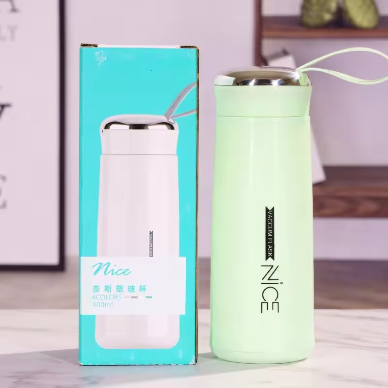 Premium 400ml Glass Mini Vacuum Flask Bottle with Loop – Temperature Resistant (Random Color) - Image 3