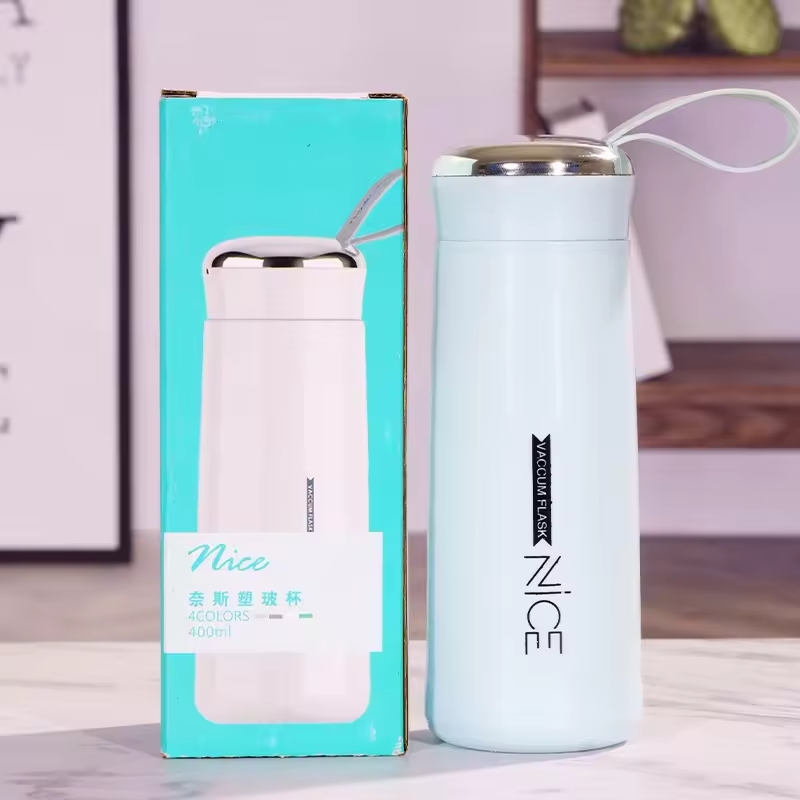 Premium 400ml Glass Mini Vacuum Flask Bottle with Loop – Temperature Resistant (Random Color) - Image 5