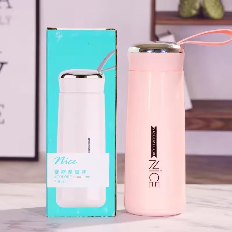 Premium 400ml Glass Mini Vacuum Flask Bottle with Loop – Temperature Resistant (Random Color) - Image 6