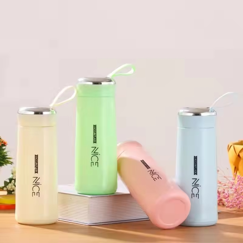 Premium 400ml Glass Mini Vacuum Flask Bottle with Loop – Temperature Resistant (Random Color) - Image 8