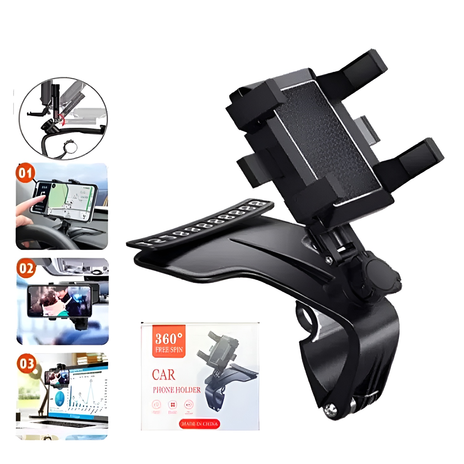 CAR Smart Phone Holder – 360° Free Spin Adjustable Dashboard & Air Vent Mount for Phones - Image 2
