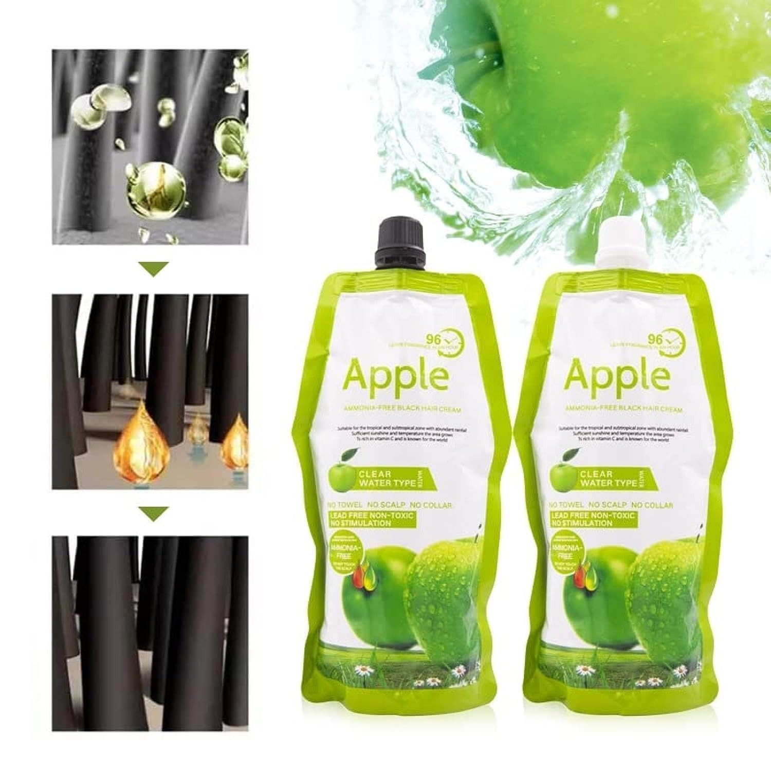 Apple Hair Color 500 ml Ammonia-Free Black Hair Color Cream – Natural-Looking Coverage with Nourishing Formula (Copy) - Black - Image 2