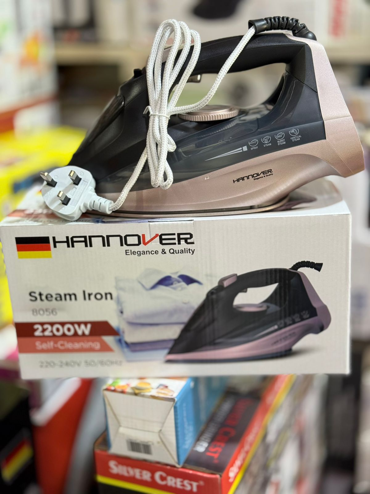 Hannover Steam Iron – 2200W German Lot | Ceramic Soleplate, Vertical & Burst Steam, Self-Cleaning, Adjustable Temperature Control - Image 2