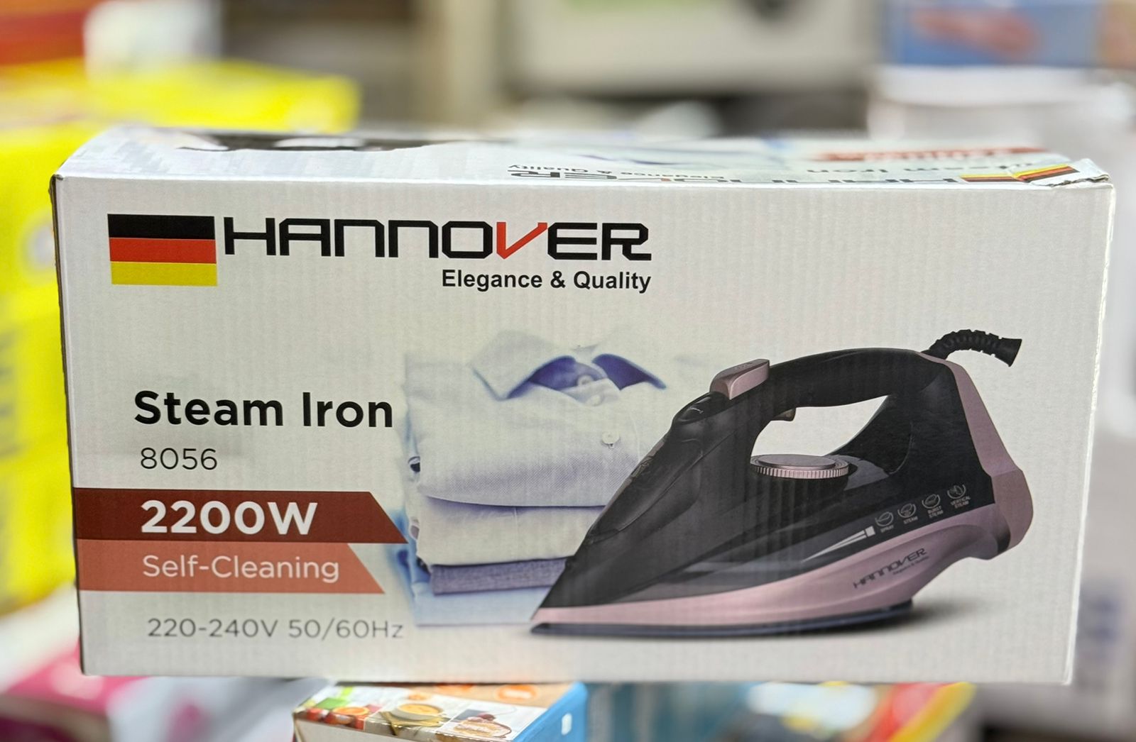 Hannover Steam Iron – 2200W German Lot | Ceramic Soleplate, Vertical & Burst Steam, Self-Cleaning, Adjustable Temperature Control - Image 5