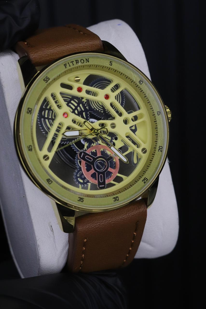Fitron Classic Chrono: Sophisticated Minimalist Stainless Steel Watch with Genuine Leather Strap and Reliable Quartz Movement ( WITHOUT BOX ) ( BLACK) - Image 2