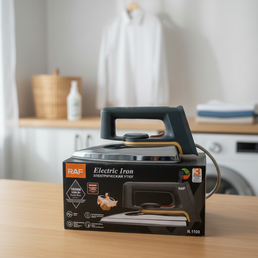 RAF Electric Iron R.1108 – Professional Dry Iron with Non‑Stick Soleplate - Image 5