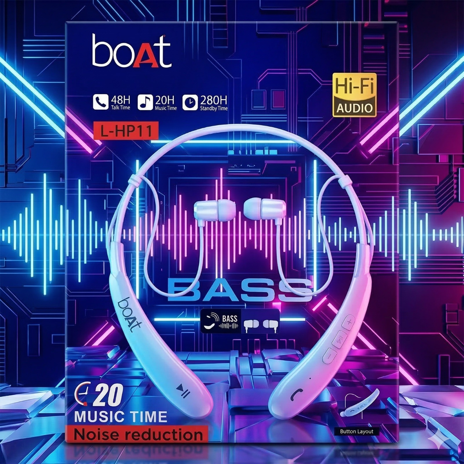 Boat Neckband Wireless Bluetooth Earphones | Powerful Bass, HD Calls, Sweat & Water Resistant | Lightweight Sports Neckband Headset
