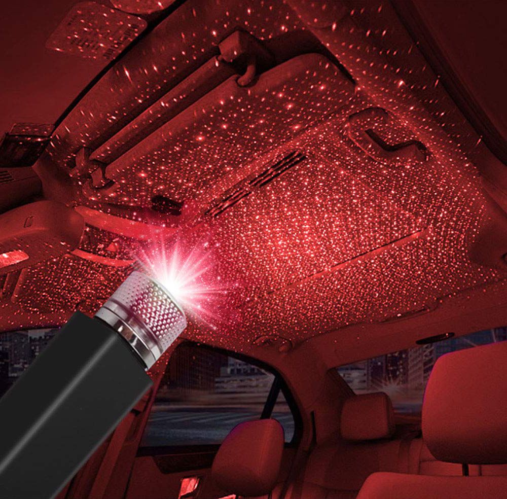 LED Car Roof Star Night Light Mini Projector | USB Galaxy Star Light for Car Interior | Romantic Ambient Lighting (Random Color) - Image 2