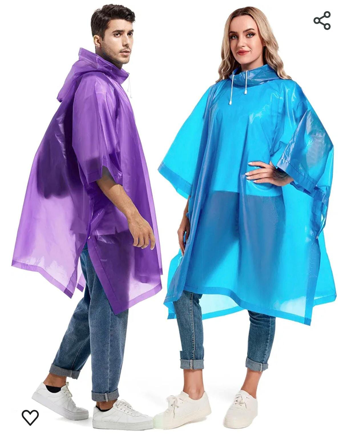 Reusable Rain Poncho for Adults – Heavy Duty Waterproof Emergency Raincoat with Drawstring Hood (Random Colors) - Image 2