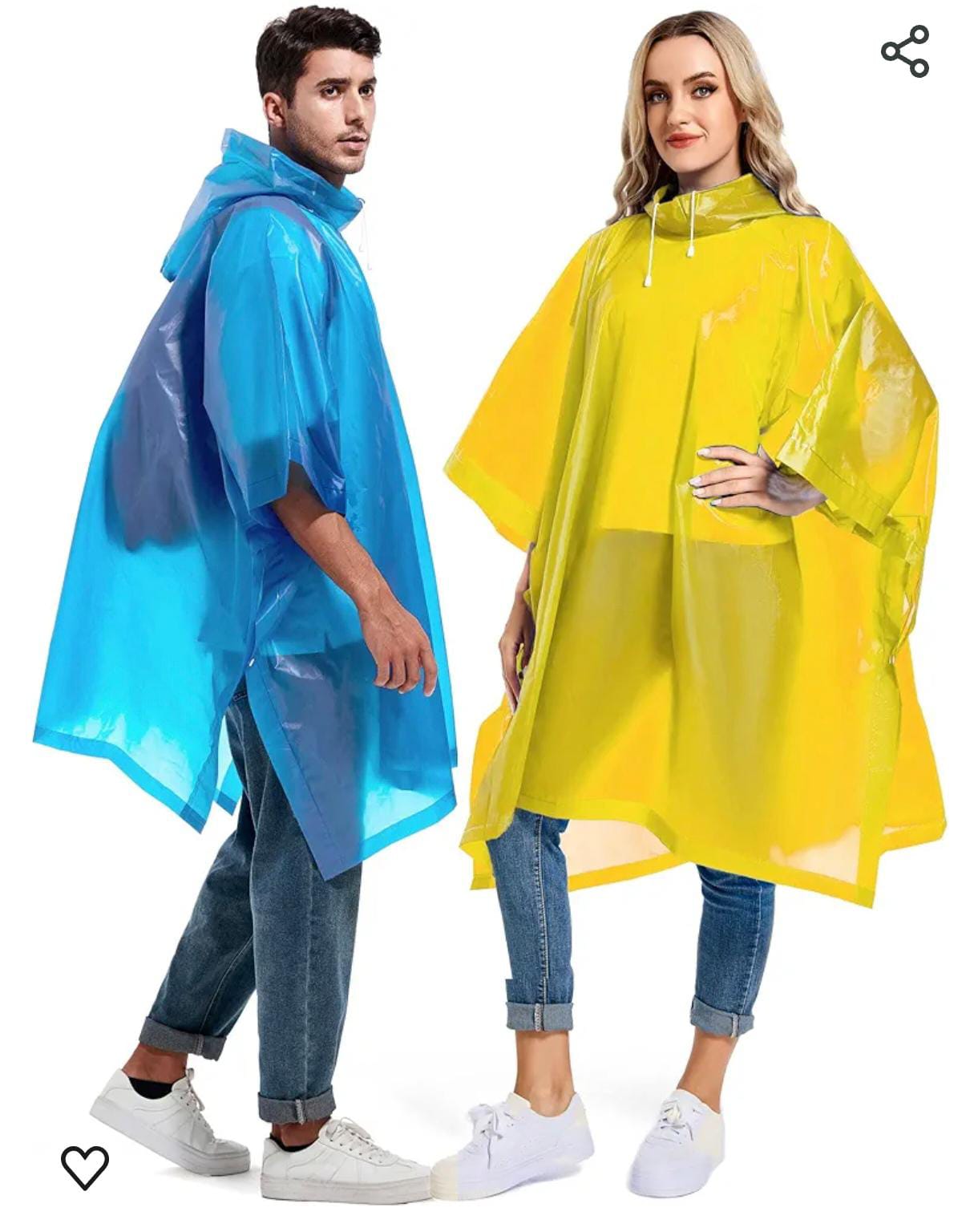 Reusable Rain Poncho for Adults – Heavy Duty Waterproof Emergency Raincoat with Drawstring Hood (Random Colors) - Image 3