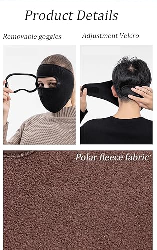 Windproof Anti Dust Full Face Masks Cycling Ski Breathable Masks Eye HD Anti Fog Goggles Hood Cover Winter Warm Hat Caps - Windproof Anti Dust Full Face Masks ( 01 Pair ) Knee Warmer Woolen Knee Cap ( Random Color ) - Face Mask + Knee Warmer - Image 2