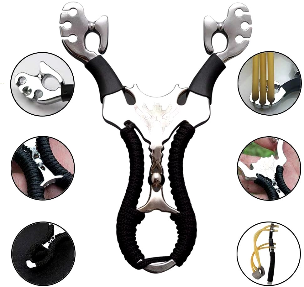 The Ultimate Slingshot Lot Imported Full Stainless Steel Body Laser Slingshot with Flat Rubber Band (Random design)