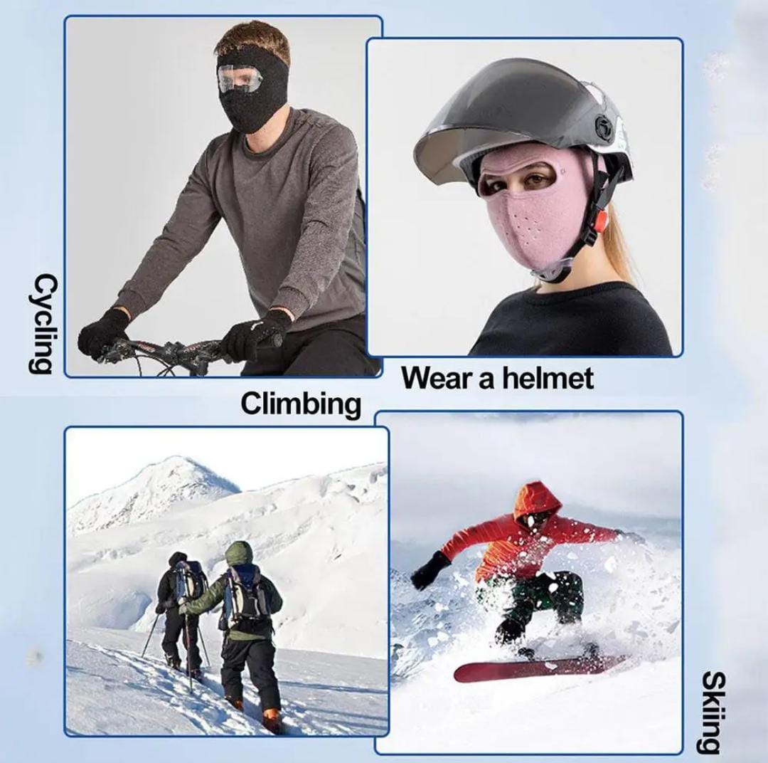 Windproof Anti Dust Full Face Masks Cycling Ski Breathable Masks Eye HD Anti Fog Goggles Hood Cover Winter Warm Hat Caps - Windproof Anti Dust Full Face Masks ( 01 Pair ) Knee Warmer Woolen Knee Cap ( Random Color ) - Face Mask + Knee Warmer - Image 3