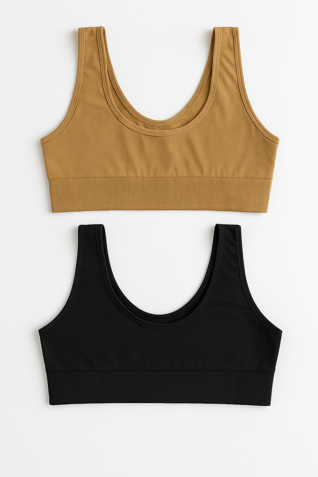 Women's Lycra Sports Bra Set – Black & Skin | Ideal for Gym, Yoga & Daily Comfort (Pack of 2) - LARGE - Image 3