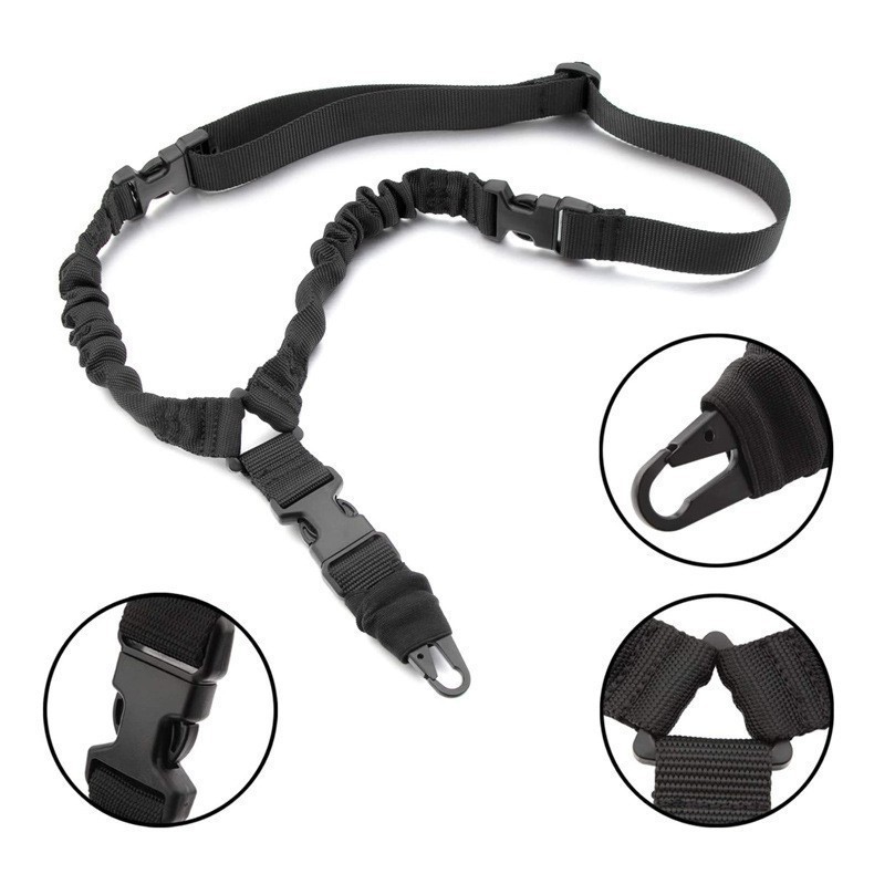 Durable Tactical Rifle Sling for Hunting & Training – Adjustable, Bungee, Quick Detach - BLACK - Image 3