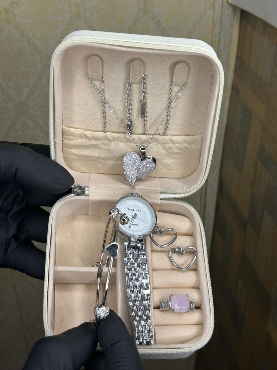 legant Heart & Stone 5-Piece Women’s Jewelry Gift Set – Imported Necklace, Earrings, Ring & Bracelet Set