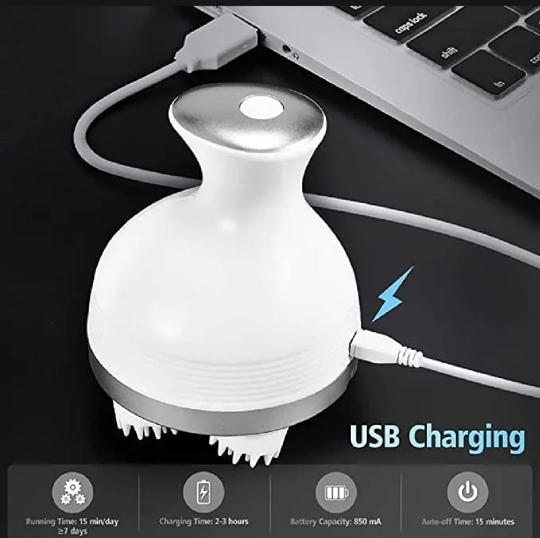 Electric Scalp Massager with 4 Kneading Nodes – Waterproof Handheld Head & Body Massager | Deep Tissue Massage for Stress Relief & Relaxation - Image 3