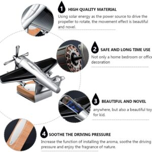 Solar Aeroplane Car Perfume Diffuser – Silver Aircraft Air Freshener for Car Dashboard