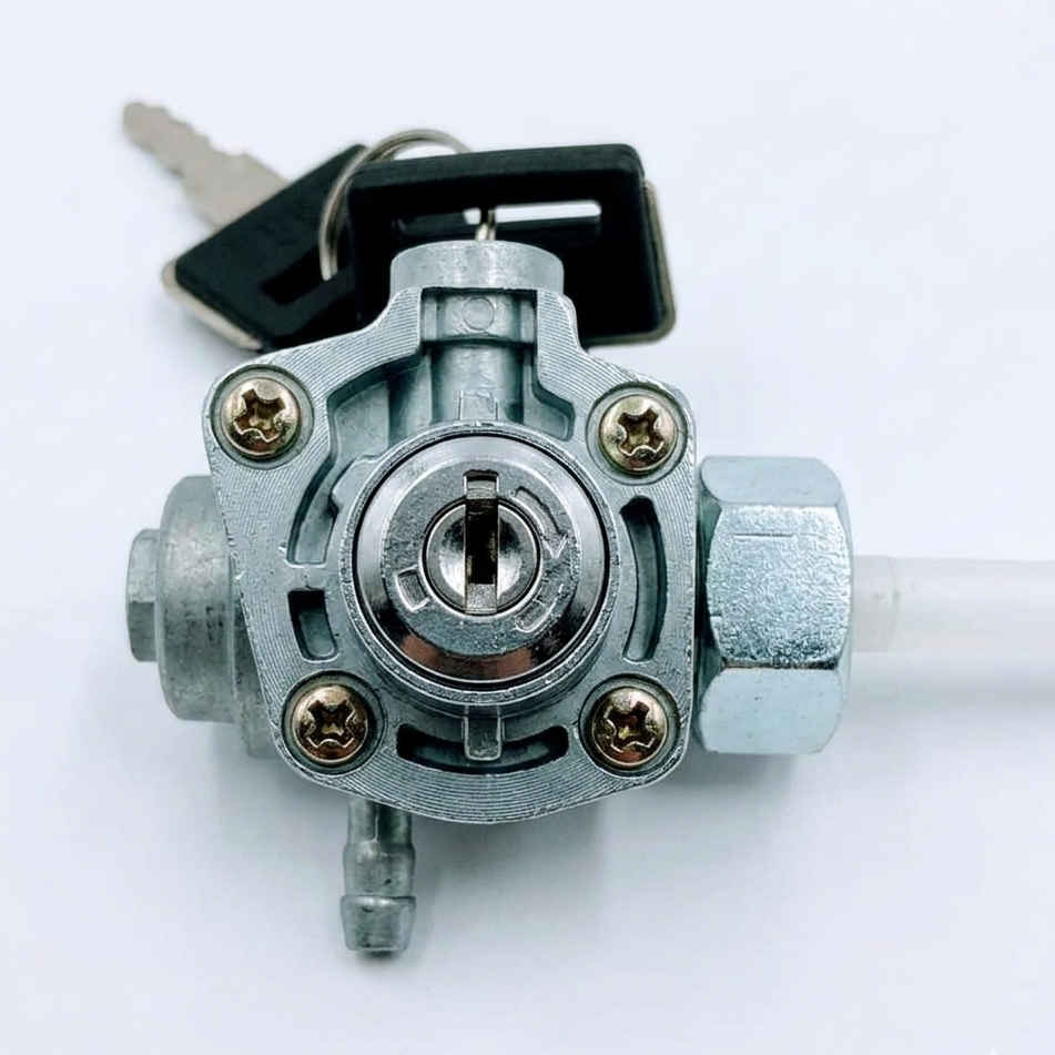 Crown Motorcycle Fuel Cock with Key Lock for Honda CD70 & CG125 – Durable Fuel Tap Valve with Reserve Function | Anti-Theft Petrol Switch - Image 5
