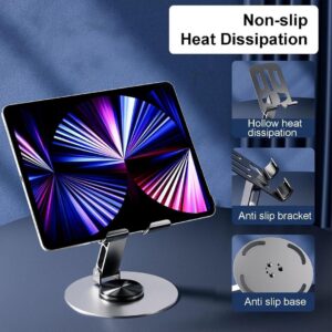 ZY033 Adjustable Desktop Mobile Phone Holder | 360° Rotating Biaxial Stand | Premium ABS & Metal Universal Table Mount – Grey