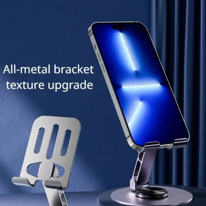 ZY033 Adjustable Desktop Mobile Phone Holder | 360° Rotating Biaxial Stand | Premium ABS & Metal Universal Table Mount – Grey - Image 3