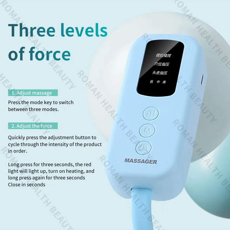 360 Degree Relaxation Electric Head Massager With Air Compression Kneading Heat Therapy Type C Port Rechargeable - Image 5