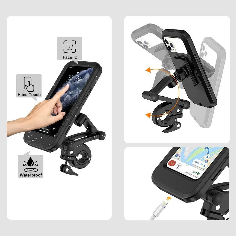 Waterproof Motorcycle & Bicycle Phone Mount Shockproof 360° Adjustable Holder - Image 6