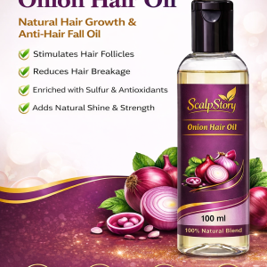 Onion Hair Oil  Natural Hair Growth & Anti-Hair Fall Oil with Sulfur & Antioxidants | Strengthens Roots & Adds Shine | 100 ml