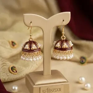 Gold Plated Jhumka Earrings — Multicolor Ethnic Bell Drop for Women