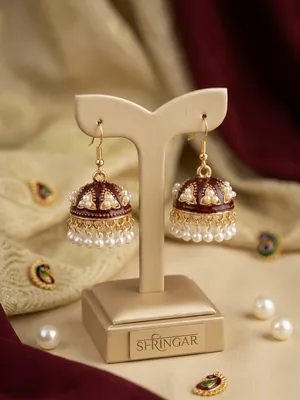 Gold Plated Jhumka Earrings — Multicolor Ethnic Bell Drop for Women