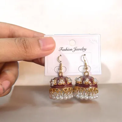 Gold Plated Jhumka Earrings — Multicolor Ethnic Bell Drop for Women - Image 2