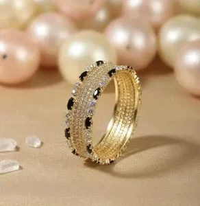 Modern Gold Plated Crystal Kara Bangle Set of 6 for Women – Elegant Party & Casual Wear Bangles