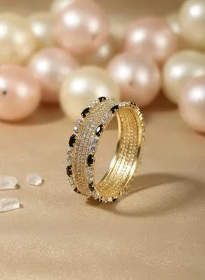 Modern Gold Plated Crystal Kara Bangle Set of 6 for Women – Elegant Party & Casual Wear Bangles