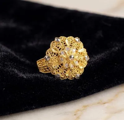Gold Plated Floral Stone Ring for Women | Elegant Flower Design Fashion Jewelry with Sparkling Stone - Image 2
