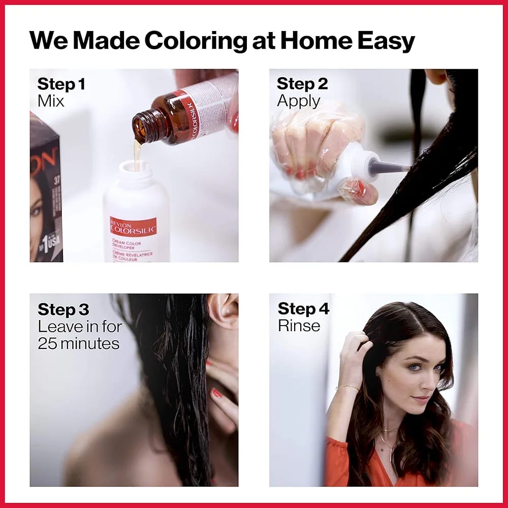 Revlon ColorSilk Hair Color #30 Dark Brown Ammonia Free Permanent Hair Dye - Image 2