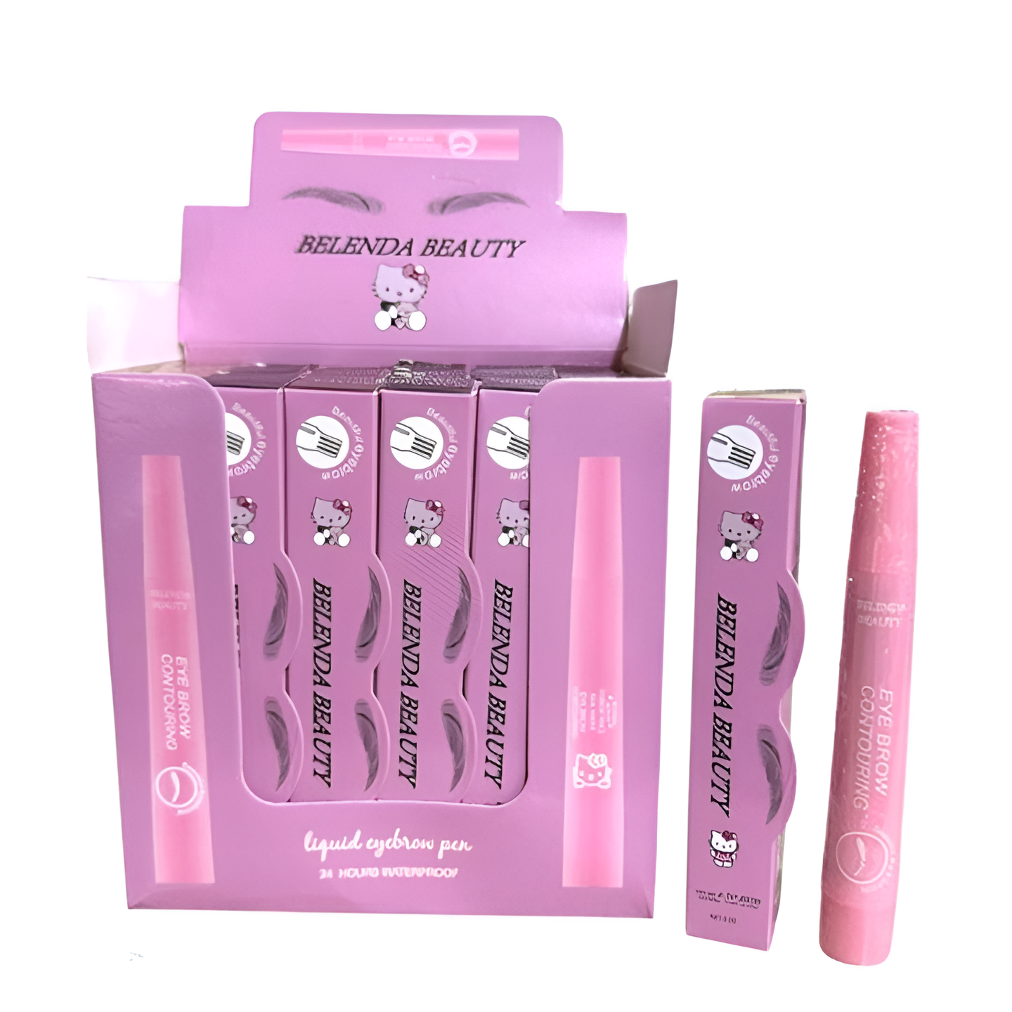 Belenda Beauty 4 Tip Waterproof Eyebrow Pen Liquid Brow Definer Long Lasting Makeup Tool - 1Pc - Image 3