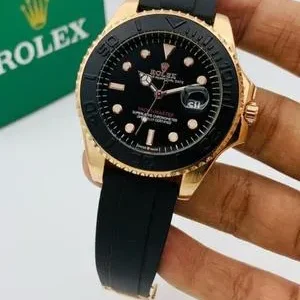 Yacht Master Style Black Strap Watch for Men – Luxury Inspired Analog Wrist Watch for Formal & Casual Wear