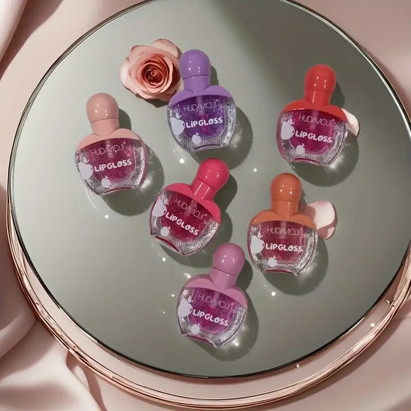 Huda Moji High Pigmented Lip Oil Set Shades of Pink Gloss Collection ~ Pack Of 6 - Image 3