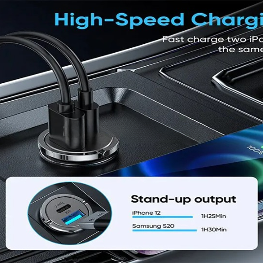 G-Golden 60W QC 4.0 Fast Car Charger â Dual Port High-Quality Multi-Device Charging, Black - Image 2