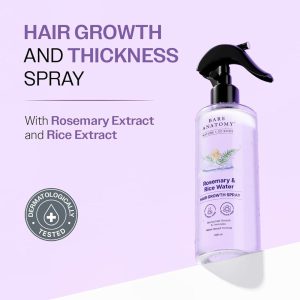 Bare Anatomy Rosemary And Rice Water Hair Growth Spray Boosts Thickness Controls Hair Fall 200Ml